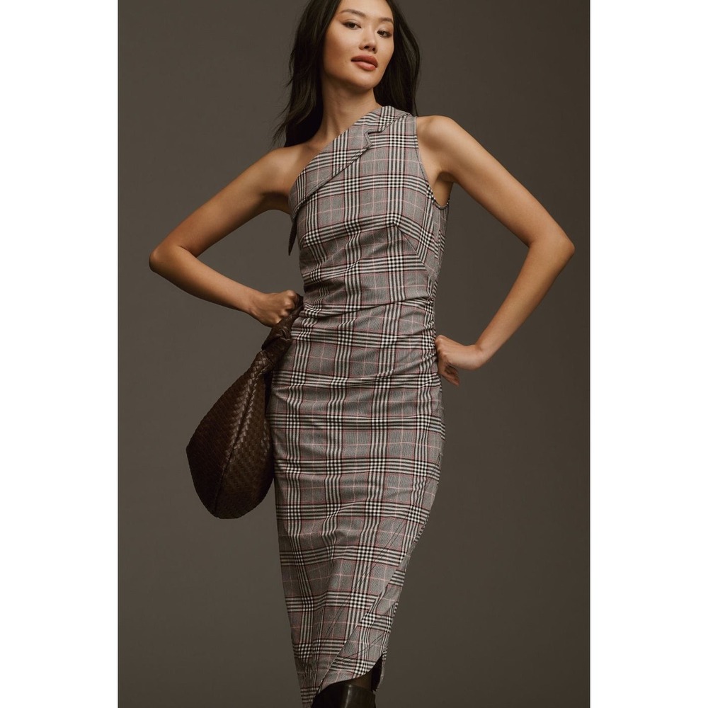 MAEVE Anthropologie One-Shoulder Asymmetrical Slim Midi Dress 8